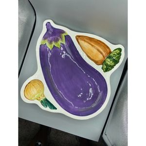 Vintage Eggplant Onions Carrot Serving Dish CBK 98